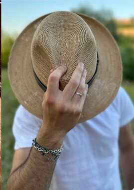 Raffia Straw Fedora Hat Sz L Made in Italy Vita Devis Coastal Resort Unisex